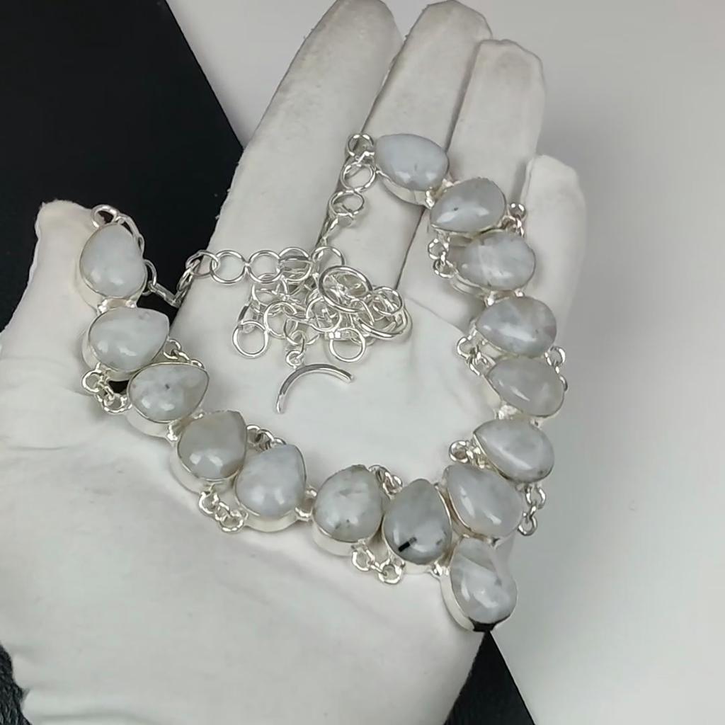 Натуральный радужный лунный камень драгоценный камень ручной работы из стерлингового серебра 925 пробы гальванопластика ожерелье, радужный лунный камень серебро для жены унисекс ожерелье подарки