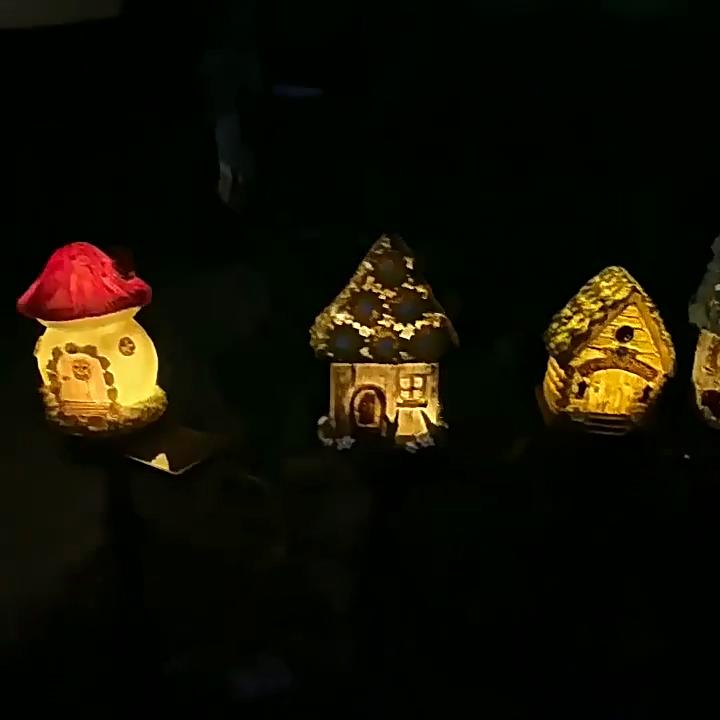 Светодиодный солнечный садовый фонарь Multi Craft, домик из смолы, водонепроницаемый садовый светильник, миниатюрный домик для фей, декор в виде гриба для улицы, двора, патио, дорожки