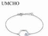Umcho Natural Blue Topaz 925 Sterling Silver Bracelet For Women