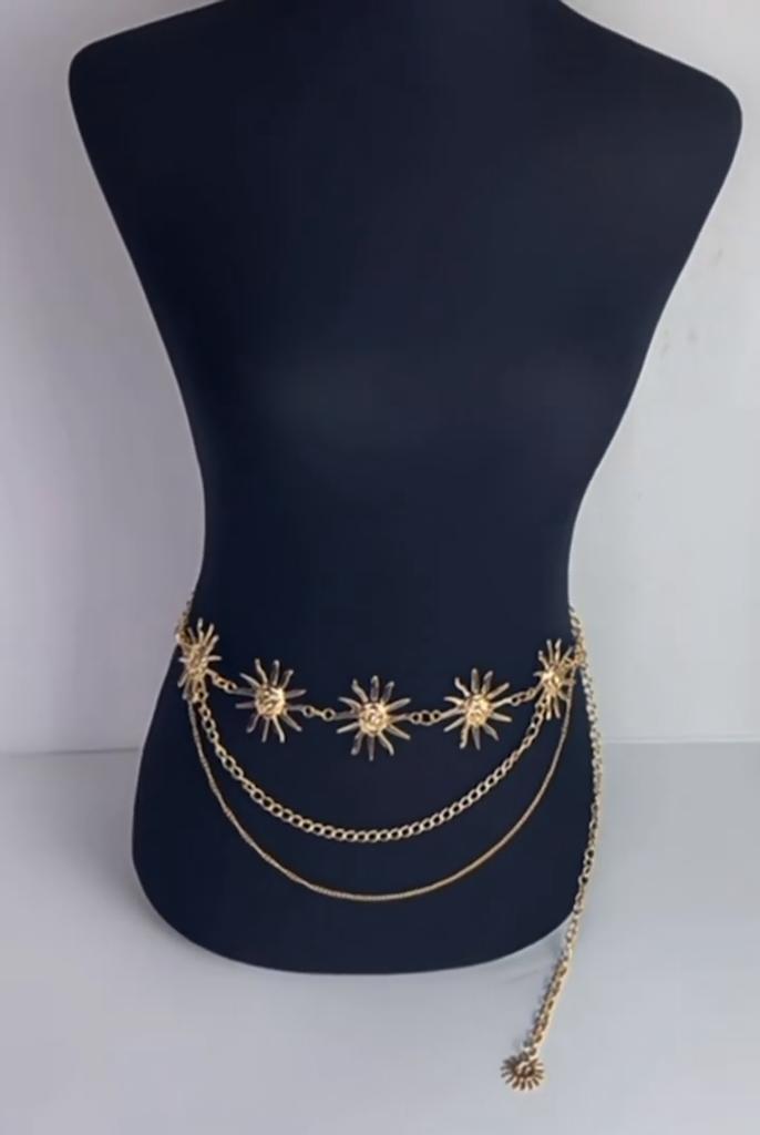 Атмосферная металлическая поясная цепочка, женский регулируемый пояс для платья, многослойный премиальный цепной ремень.