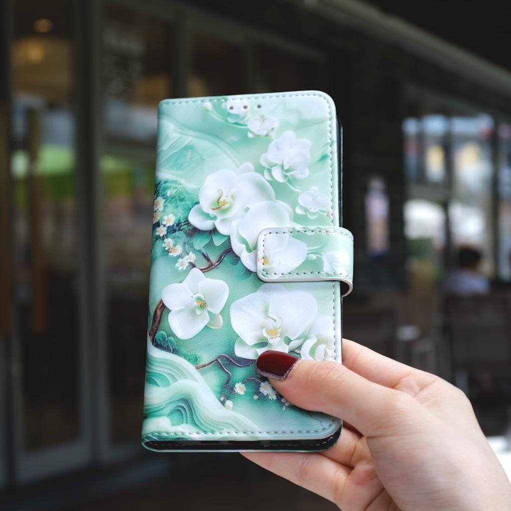 For Samsung Series Leather Cases Flower Butterfly Painted PU Protectiver Flip Cover with Card Holder Magnetic Closure Kickstand For Samsung Galaxy S25