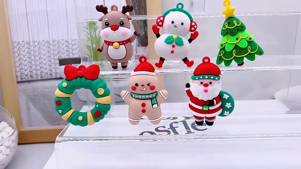 Christmas Resin Keychain Set - Festive Santa Tree Charms with Metal Hooks for Gifts Bags & Home Decor