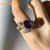 Sace Gems Роскошные кольца из стерлингового серебра 925 пробы с изменяемым размером, кольца с натуральным аметистом для женщин, обручальные, коктейльные, вечерние, изящные ювелирные изделия, подарок