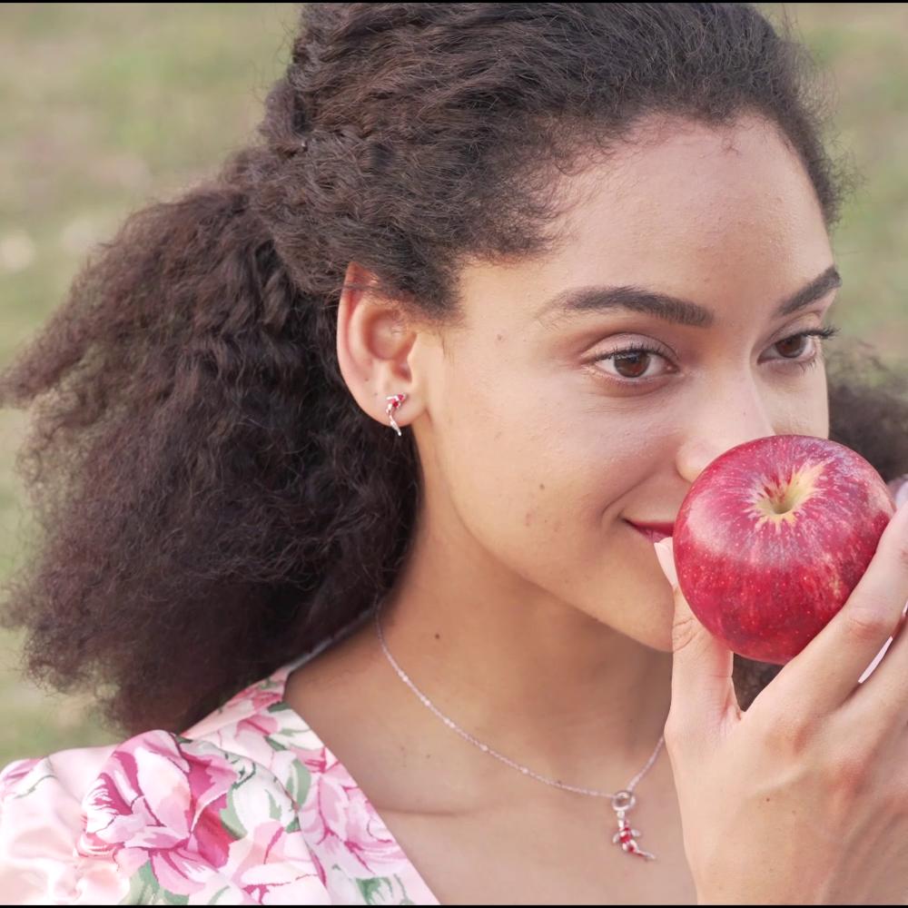 Bamoer Luck & Courage Earrings 925 Silver Koi Red Enamel Silver Polished Women Stud Earrings