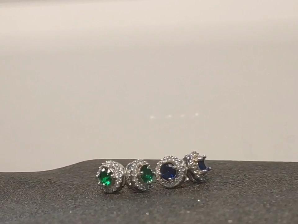Винтажные не тускнеющие женские серебряные ювелирные изделия 925 пробы серьги-гвоздики изумрудной круглой формы для женщин свадебные подарки