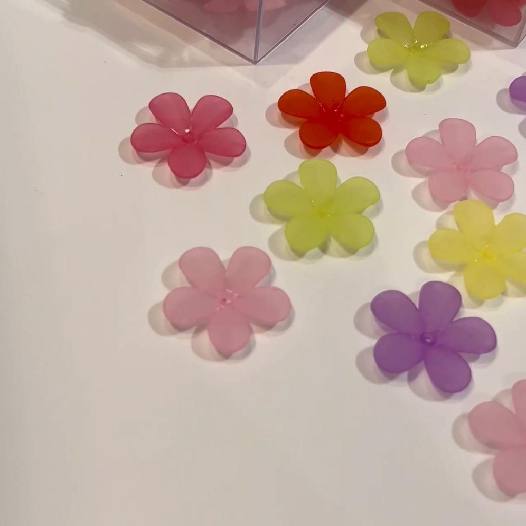 20Pcs Acrylic Beads Matte Solid Five Petal Flower Accessories for DIY Necklace Bracelet Earring Jewelry Making