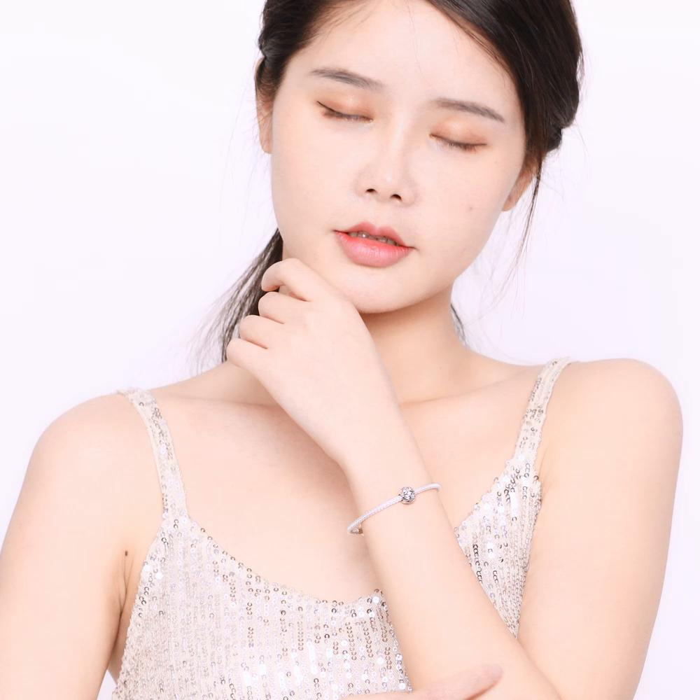 BAMOER Круглый шарм из стерлингового серебра 925 с узорами