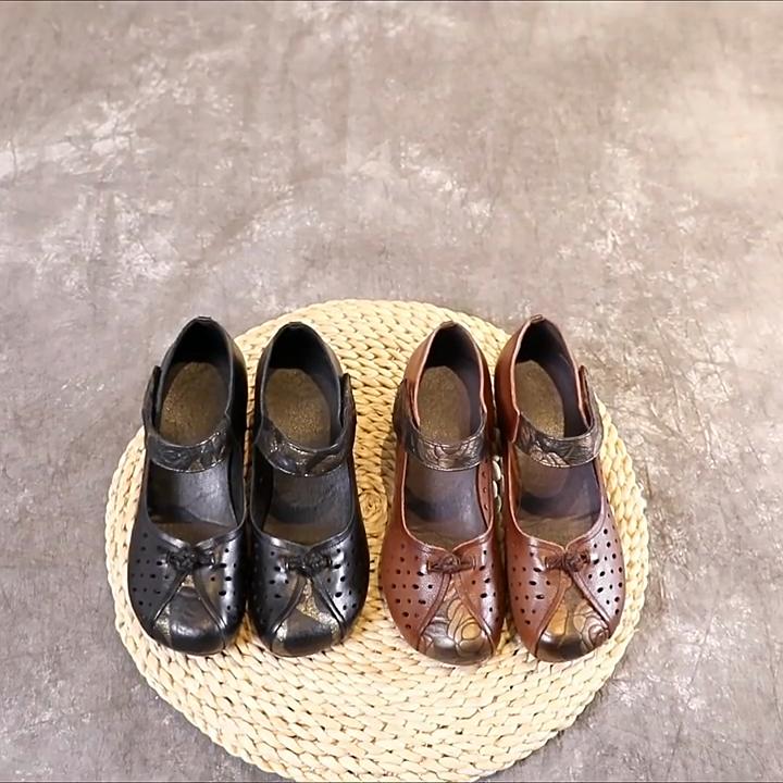 Johnature Женская обувь, туфли-лодочки в этническом стиле, дышащие сандалии из натуральной кожи на толстом каблуке и мягкой подошве