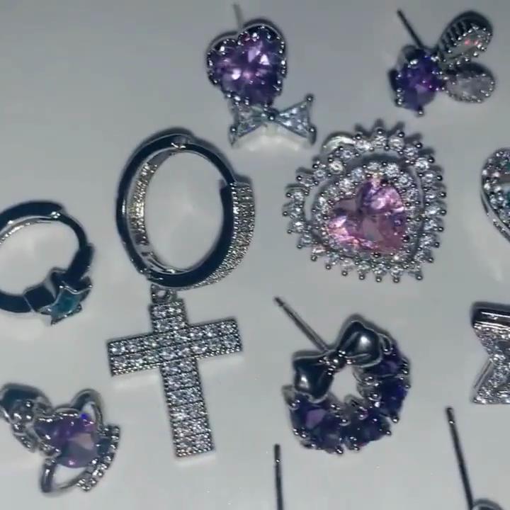 ANENJERY Медные милые серьги-кольца с кошачьей лапой, синие серьги с кубическим цирконом для девочек, аксессуары S-E1078