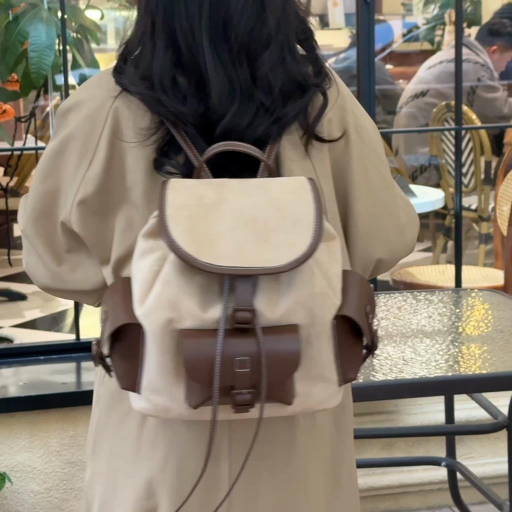 Винтажный рюкзак с цветными блоками, школьный рюкзак в стиле колледжа, дорожный рюкзак