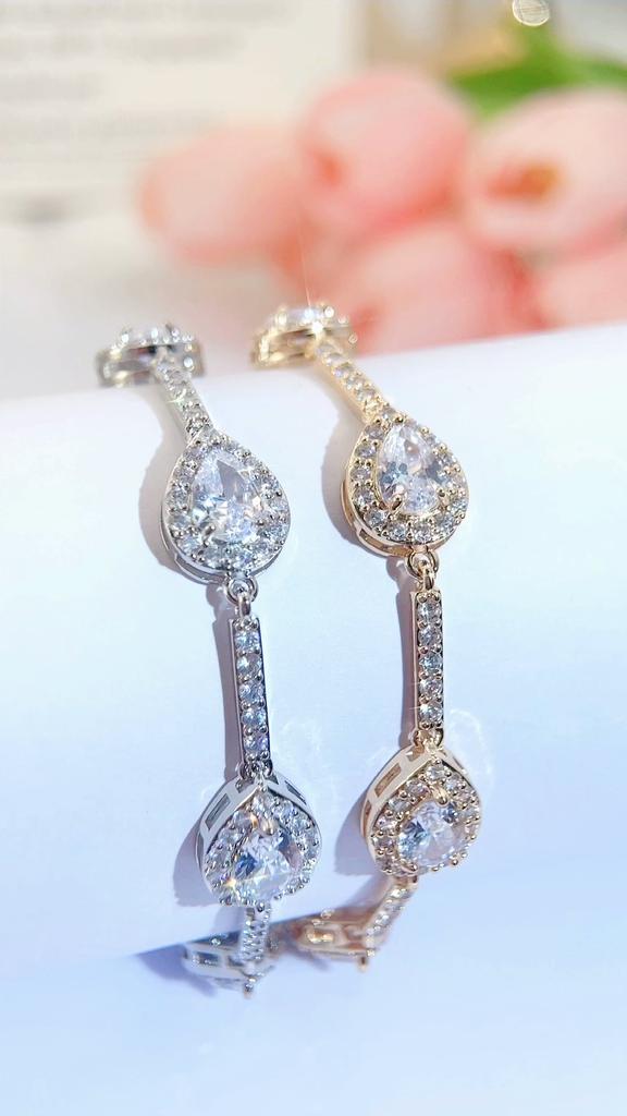 WWJ Korean Fashion Hand Accessories Elegant Water Drop CZ Zircon Tennis Bracelet Women's Daily Clothing Jewelry Collocation