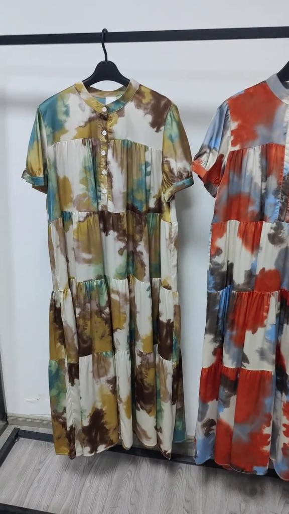 Xitao Повседневное платье с воротником-стойкой и принтом WMD6097