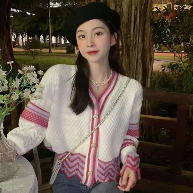 Короткий свитер в стиле ретро для женщин, новый свободный крой, верхняя одежда, дизайн, нишевый вязаный кардиган