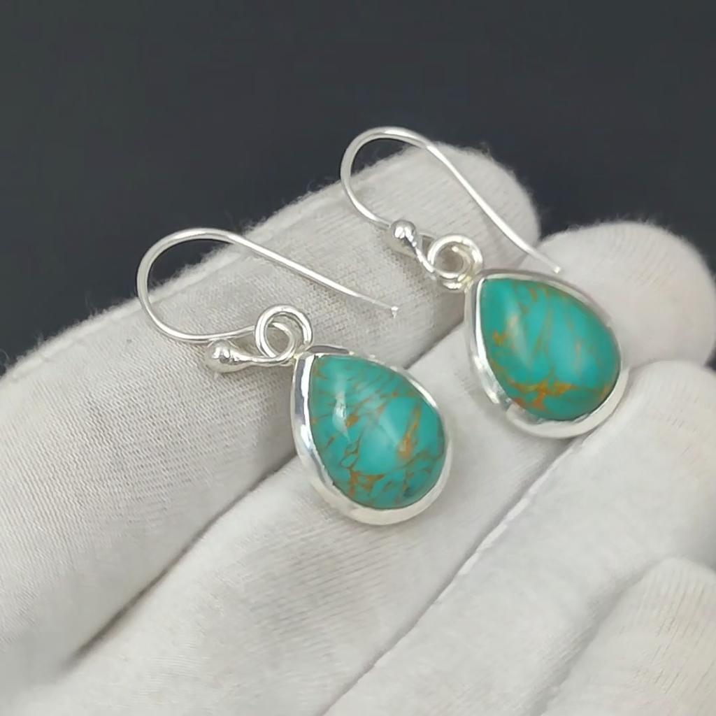Серьги с бирюзой из Аризоны, серьги из стерлингового серебра 925 пробы, красивые серьги с драгоценными камнями и кабошоном, серьги на день рождения, подарок для нее для женщин