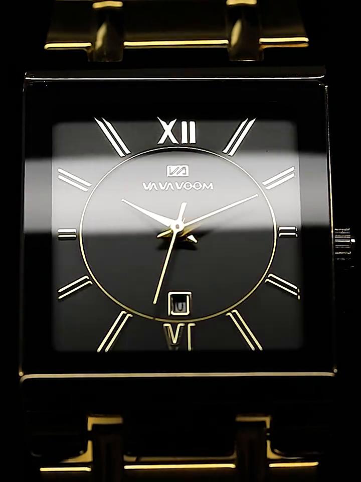 VA VA VOOM Men Watches Fashion Top Brand Luxury White Square Waterproof Quartz Wristwatch Stainless Steel Date Clock Mens Casual Business Watch