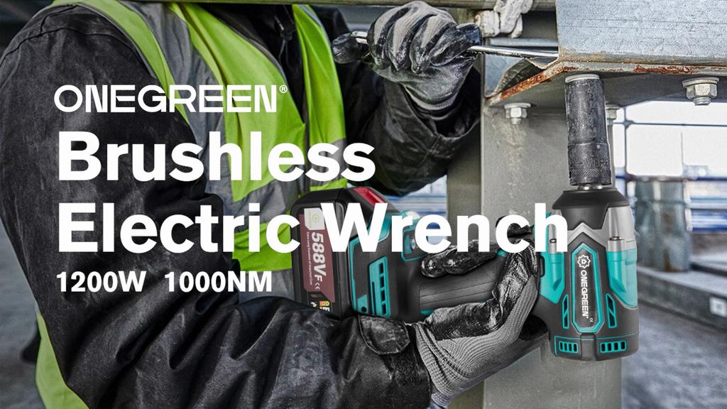 ONEGREEN 1000Nm Torque Brushless Electric Impact Wrench 1/2 Inch Cordless Wrench Car Repair Power Tool for Makita 18V Battery