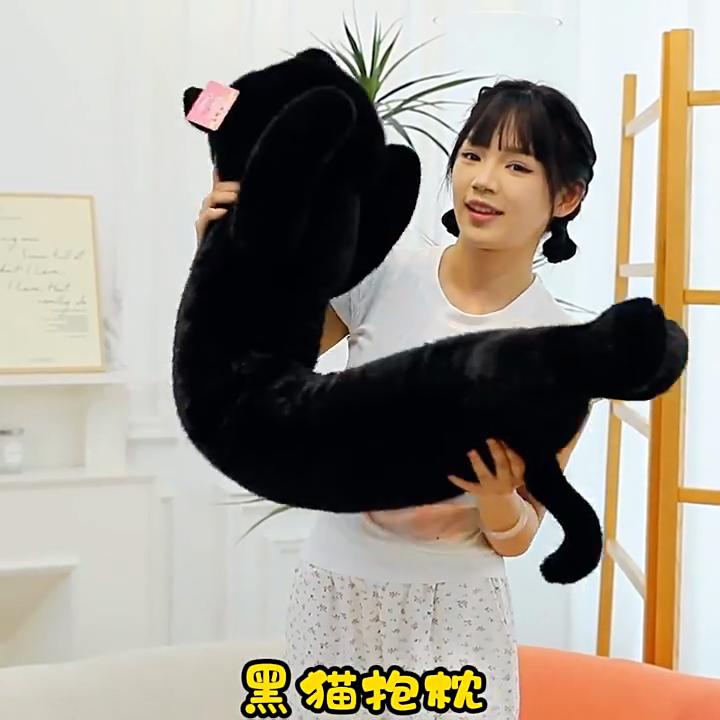 70cm Kawaii Black Cat Plush Toy Doll Cute Big Cuddly Pillow Cushion Ins Black Cat Plush Toy Doll For Boy Girl Brithday Gifts