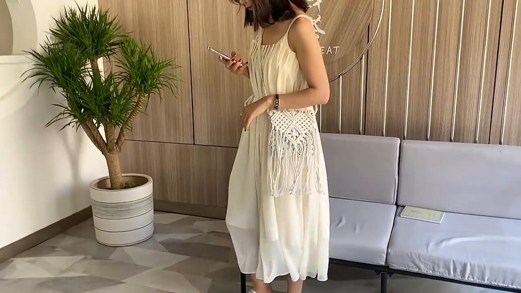 Yogodlns Bohemian Tassel Straw Bag Women Fashion Weave Handmade Crossbod Bag Summer Kintted Beach Handbag Vacation Lady Pouch