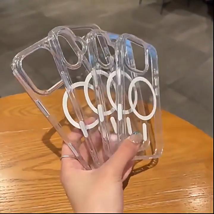 HD прозрачный акриловый магнитный чехол для iPhone 16 Pro Max Plus для беспроводной зарядки Magsafe с кнопкой управления камерой, защита