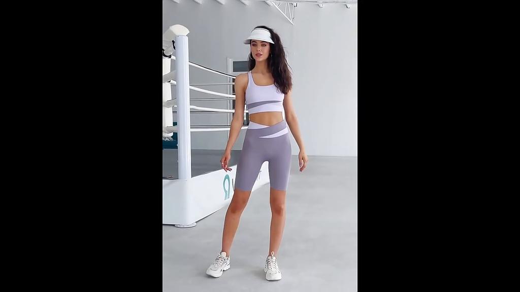 Women's Summer Wireless Patchwork Shockproof Push Up Sports Bra Quick Dry Running Fitness Yoga Vest