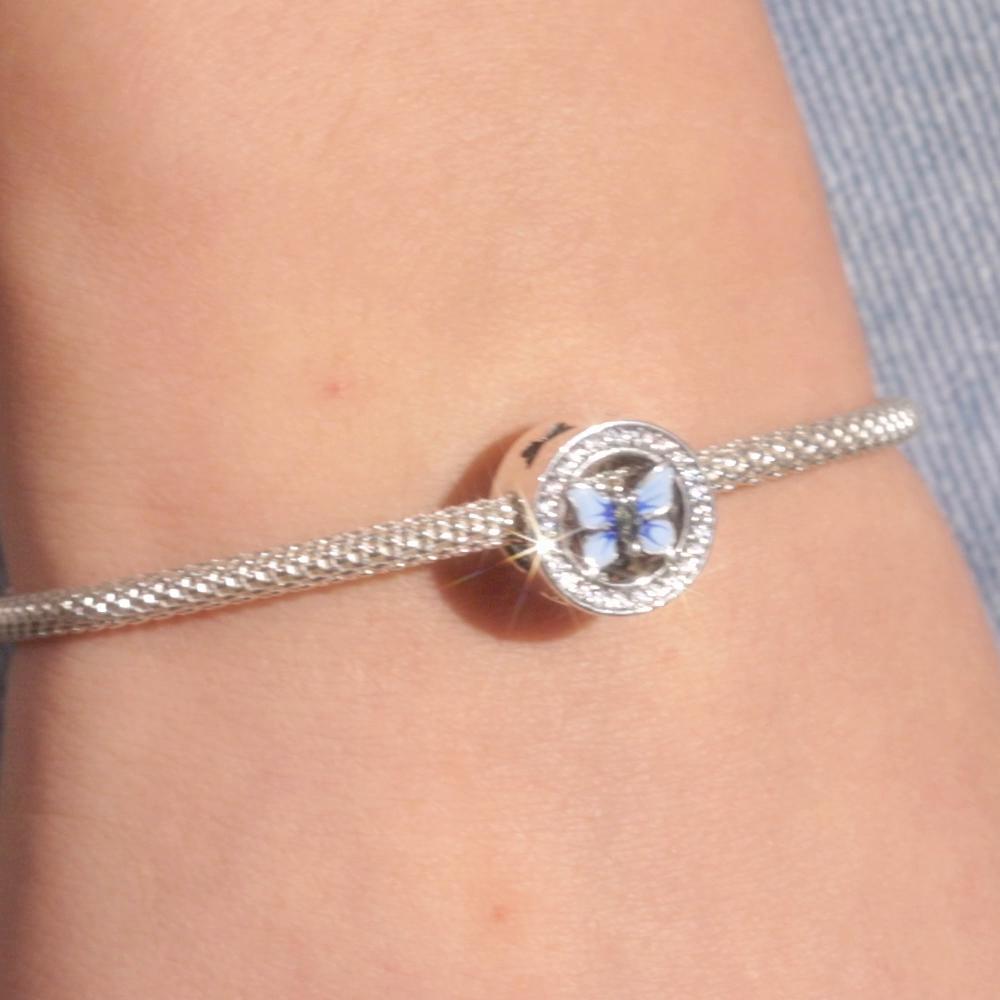 BAMOER Стерлингового Серебра 925 пробы Красочные Бабочки CZ Шарм Бусины для оригинального Браслета DIY Ювелирные Изделия