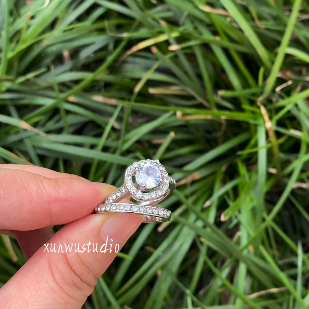 2 шт./лот, классический комплект обручальных колец для женщин, белый квадратный циркон, модные обручальные, посеребренные ювелирные изделия, подарок на вечеринку