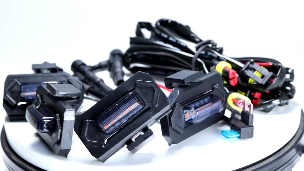 4x комплект жгутов проводов адаптера для передней решетки со светодиодной янтарно-желтой подсветкой для Toyota Tacoma 2020-2023 TRD Grill Black Shell Raptor-style