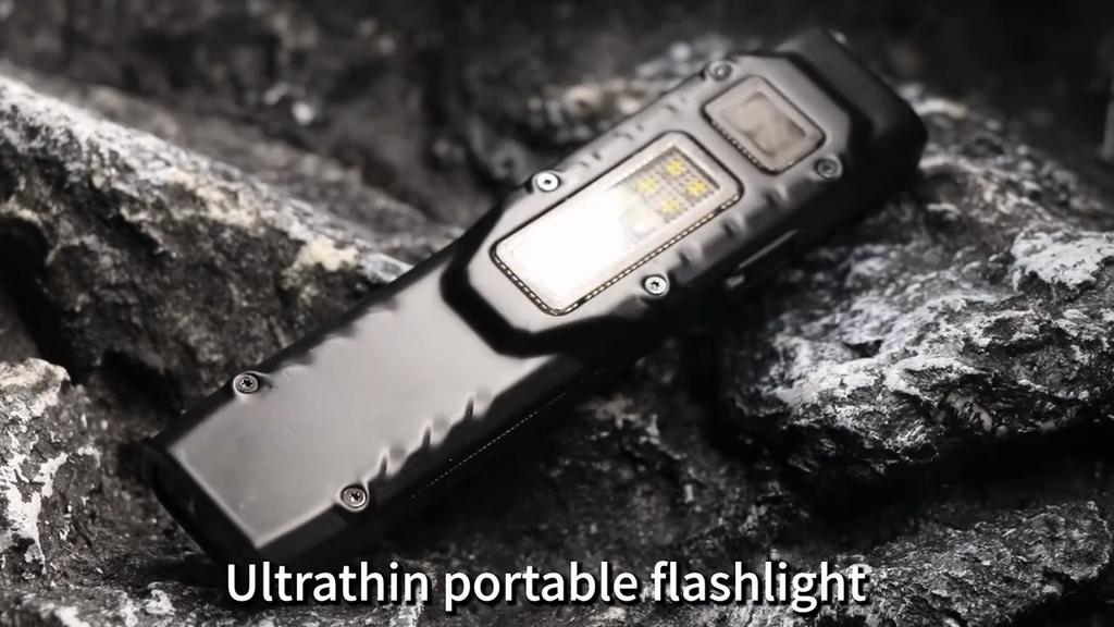 Portable Flat Flashlight with Warning Red Light Beam LED Combination Side Light Pocket Small Flashlight Suitable for Outdoor Emergency Operation