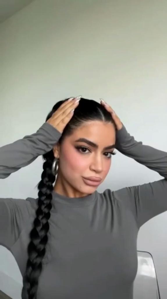 LISI HAIR Synthetic 16inch Braided Ponytail Hair Extensions Black Ponytail Wig High Temperature Fiber Wig For Women Cosplay Use