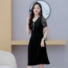 Fashion Summer Chiffon Dresses Plus Size Elegant Slim Short Sleeve Long Dresses Female Vintage Summer Clothes