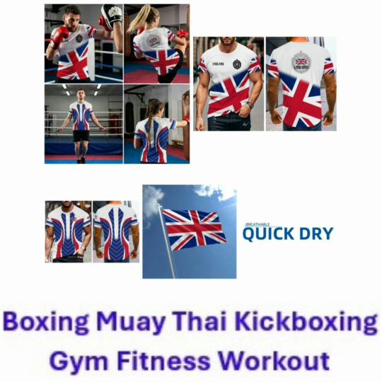 British UK United Kingdom England Boxing Muay Thai MMA T-shirt National Flag 3D Print Training Unisex Men Women Fitness Sport Workout