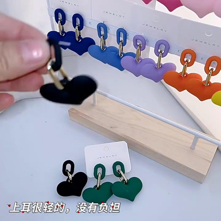 Pinkdudu New Macaron Love Square Acrylic Drop Earrings Light Luxury Multicolor Geometric Earring for Women Jewelry PD1856