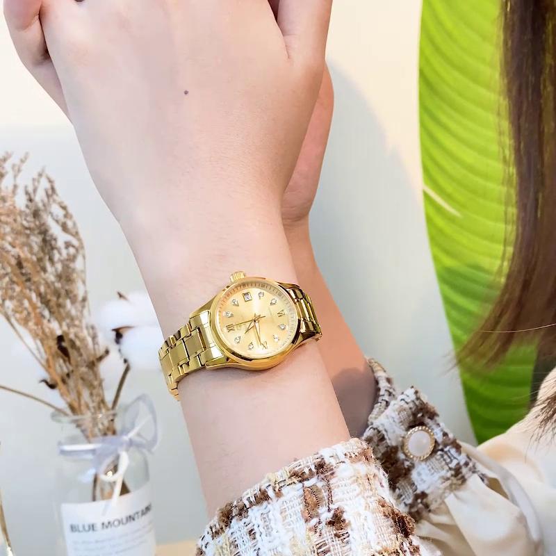 JINSHIDUN Brand Watch Heart Steel Automatic Mechanical Single Calendar Luminous Waterproof Women's Watch Women's Watch