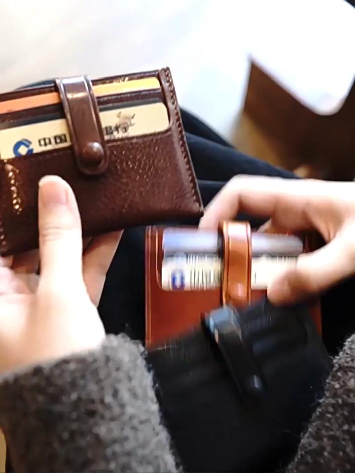 Мужской Женский Кошелек-Кардхолдер из Искусственной Кожи с RFID Защитой Тонкий Минималистичный Чехол для Кредитных Карт Маленький Кошелек для Мелочи Карманный Кошелек на Кнопке Органайзер