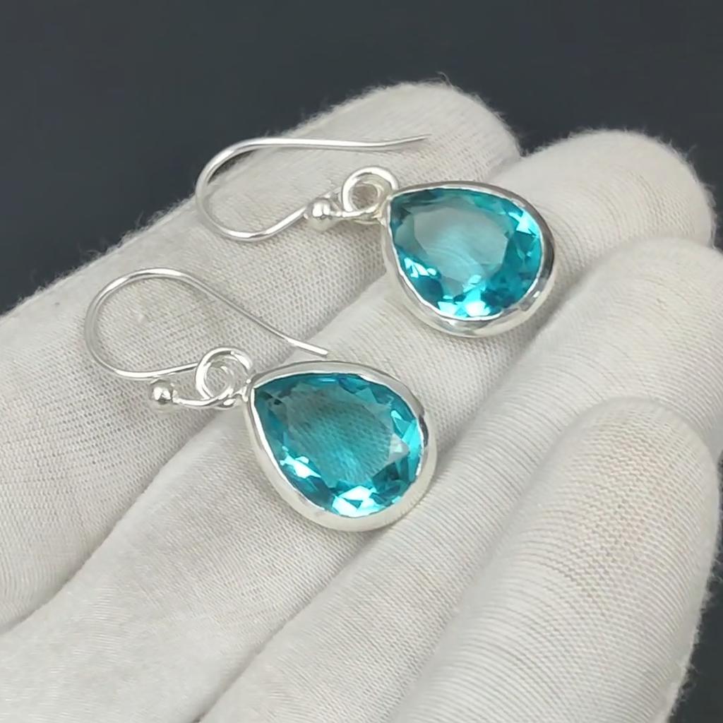 Green Apatite Gemstone 925 Sterling Silver Earring Birthstone 925 Solid Sterling Silver Earring Green Apatite Women Gemstone Earring For Her