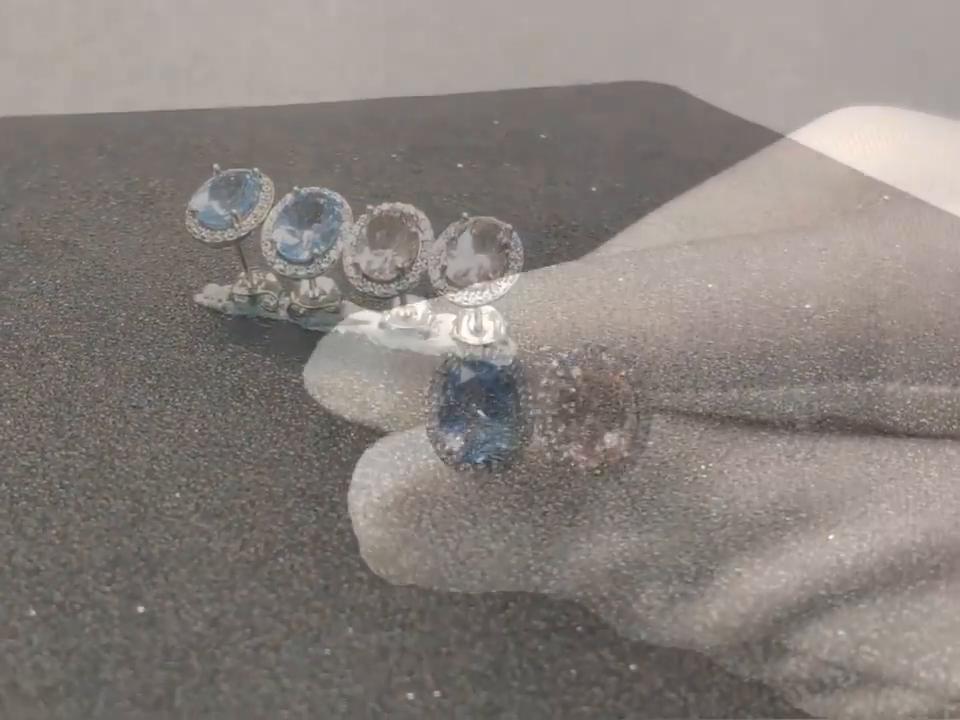 Овальный розовый нано морганит из настоящего стерлингового серебра 925 пробы для женщин серьги кольца ювелирные изделия комплект