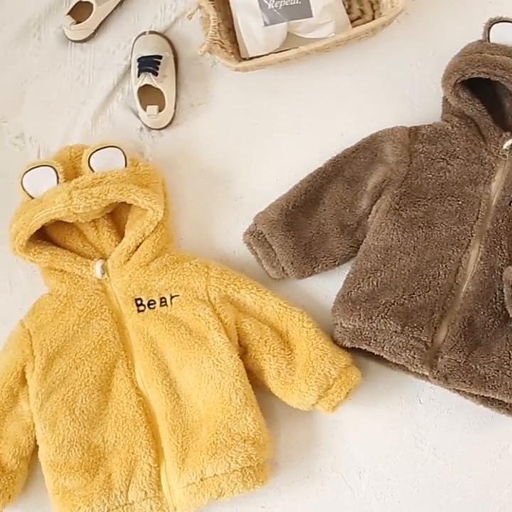 Детское пальто с медведем на флисовой подкладке, согревающее зимнее пальто унисекс, детское хлопковое пальто