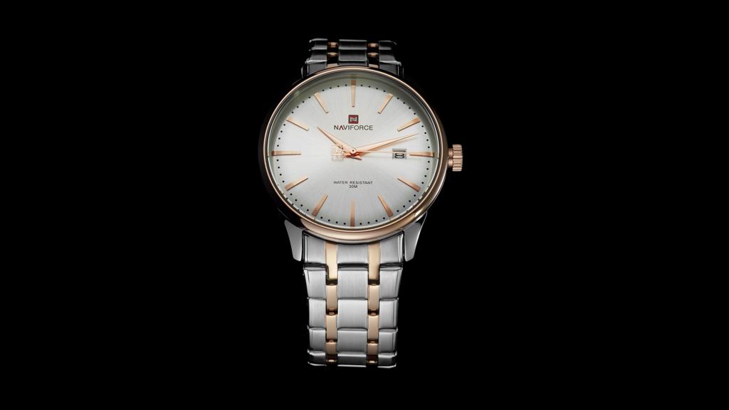 Naviforce Мужские часы из нержавеющей стали, водонепроницаемые деловые наручные часы с дисплеем даты, оригинальные кварцевые мужские часы