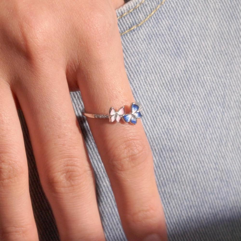 WOSTU 925 Sterling Silver Butterfly Series Band Ring with CZ Crystals, Anniversary Birthday Jewelry Gifts for Women Girls
