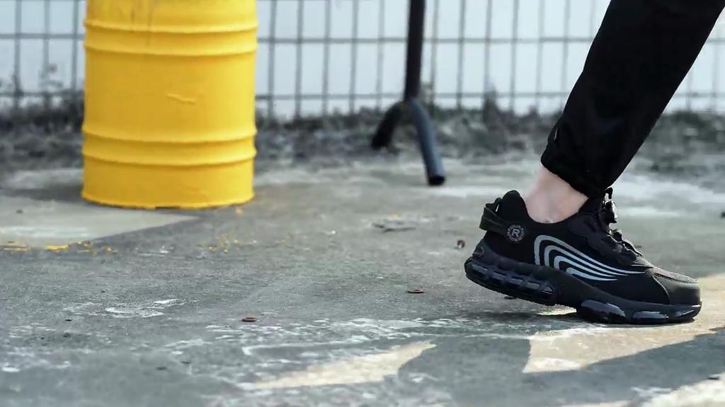 BLGTREE Rotating Button Steel Toe Work Shoes for Men Puncture Proof Tread Sneakers Anti-Impact And Work Shoes Slip Resistant Men's Safety Shoes
