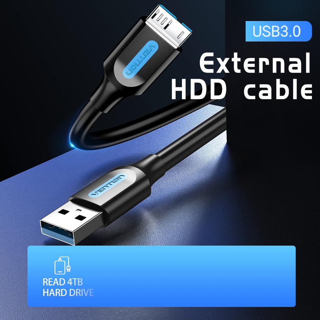 Кабель Vention Micro USB 3,0, быстрое зарядное устройство USB, кабель для синхронизации данных для жесткого диска Samsung S5, кабель 0,25 м, 0,5 м, 1 м, 1,5 м, 2 м