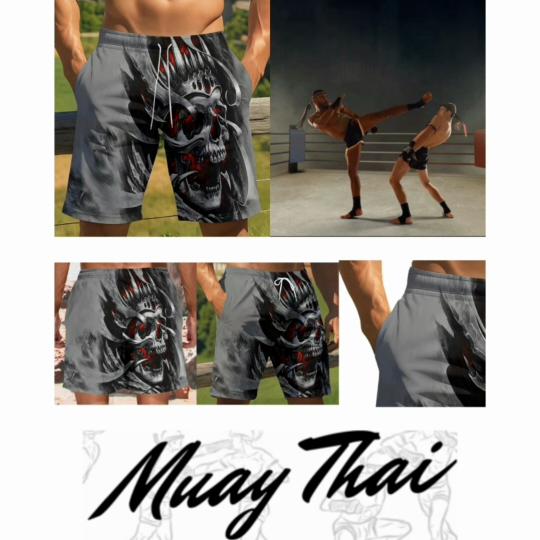 Vintage Knight warrior Skull Ghost Boxing Muay Thai Kickboxing Shorts Pants 3D Print Training Unisex Men Women Quick Dry Fitness Gym Sport Workout
