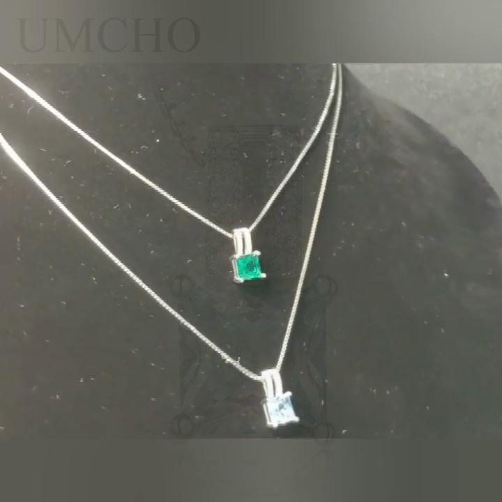 Umcho Свадебный кулон с зеленым изумрудом огранки «Принцесса»