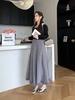 Thicken Pleated Skirts Women Oversize Korean Elegant Casual Midi Skirt White Winter Warm Knitted Skirt