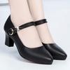 Women's High Heels Professional Work Shoes Thick Heel Shoes Women's Leather Shoes Buckle Comfortable Shoes