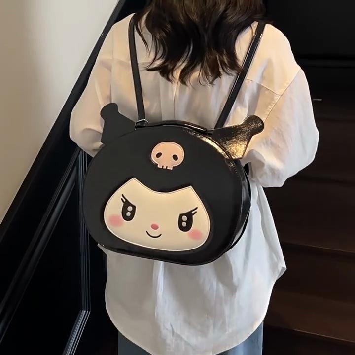 Kuromi Cute Girls Summer Backpack With Macaron Color Pu Material For Daily Use