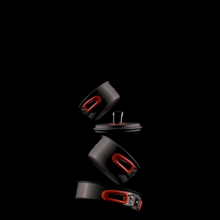 ALOCS Походная посуда для кемпинга 4-в-1 - Кастрюля с резьбовым дном, Компактная конструкция, Семейный кемпинг (2.2л + 1.4) Большая кастрюля + Сковорода + Чайник