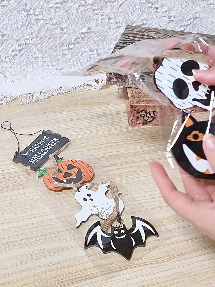 Halloween Front Door Hanging Pumpkin Witch Ghost Flag Logo Halloween Home Haunted House Door Decoration Scene Arrangement