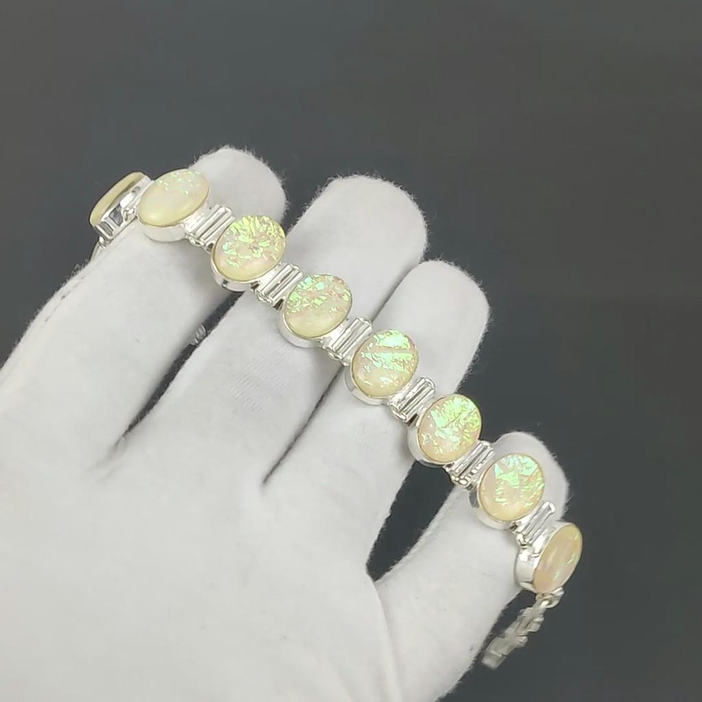 Браслет из желтого огненного опала, браслет из стерлингового серебра 925 пробы, браслет с регулируемой цепочкой, браслет ручной работы в стиле бохо, украшения из желтого огненного опала, подарки