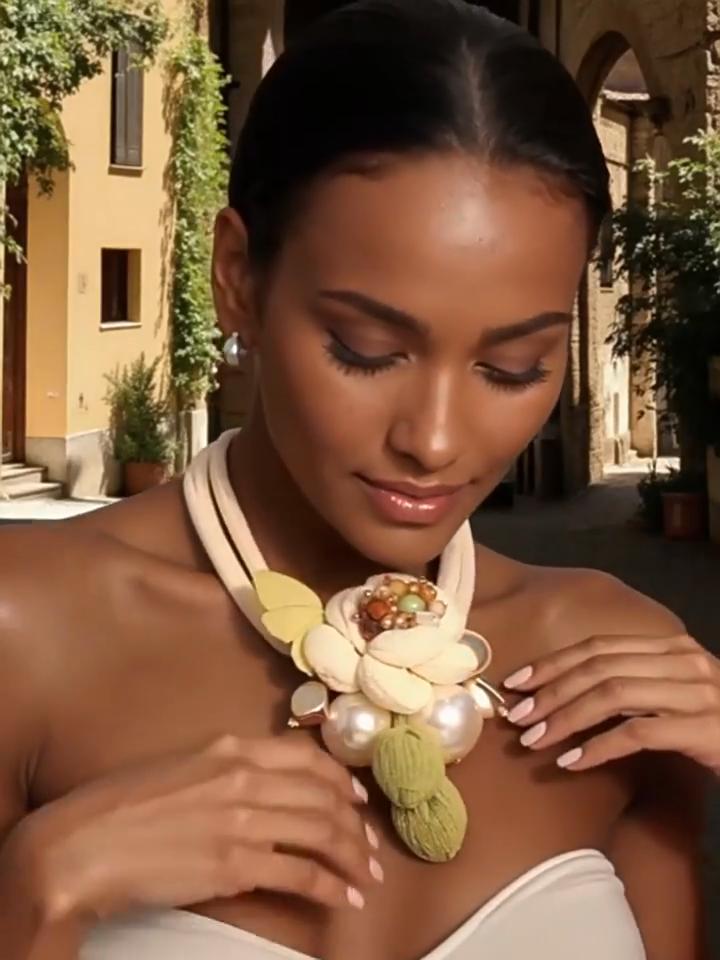 Ожерелье из бусин с цветком и бабочкой для женщин, девушек, модная праздничная бижутерия